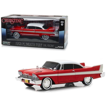 GREENLIGHT 1 by 24 Scale Diecast for 1958 Plymouth Evil Version Model Car; Fury Red 84082